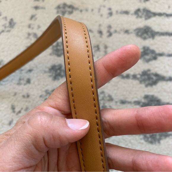 Light Tan Leather Crossbody Round Mini Bag - Picture 10 of 13